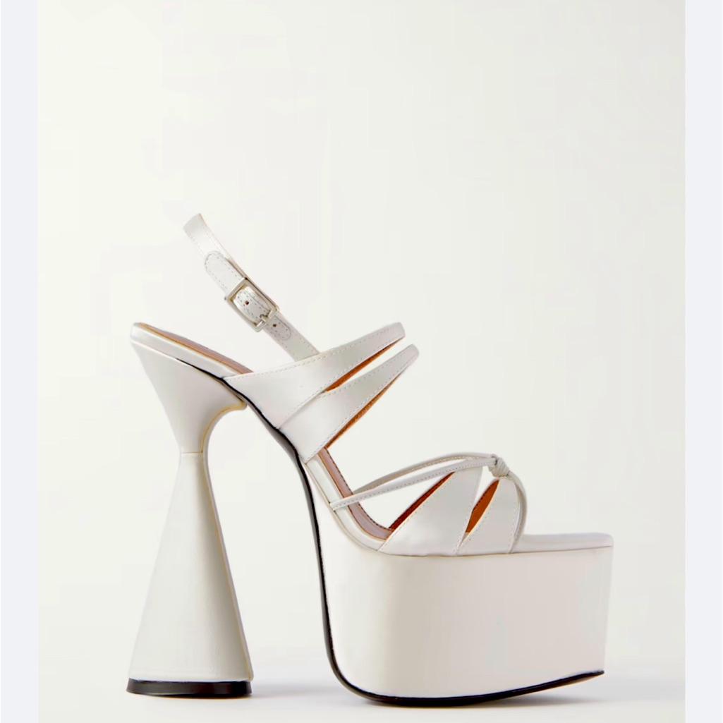 D’accori White Satin Platform Sandal -Nwt